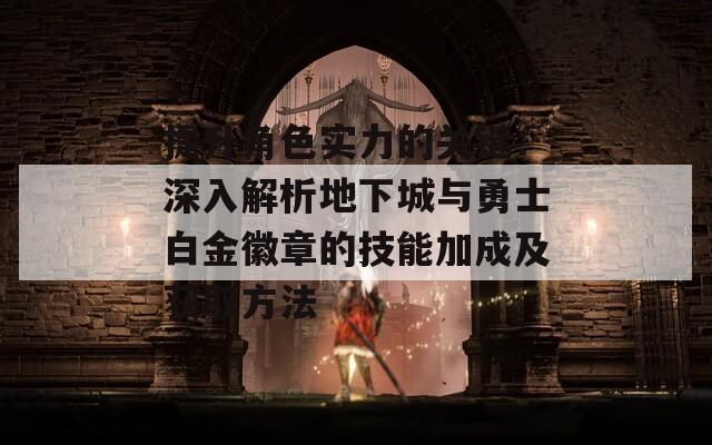 提升角色实力的关键：深入解析地下城与勇士白金徽章的技能加成及获取方法