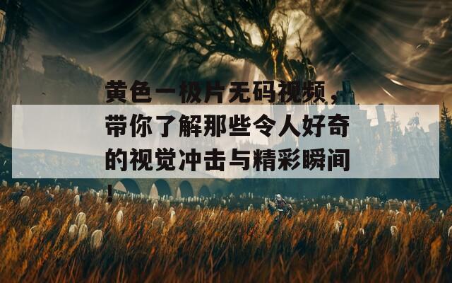 黄色一极片无码视频，带你了解那些令人好奇的视觉冲击与精彩瞬间！  第1张