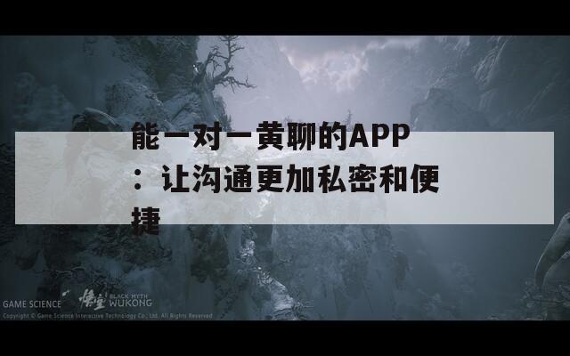 能一对一黄聊的APP：让沟通更加私密和便捷