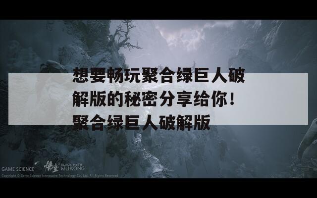想要畅玩聚合绿巨人破解版的秘密分享给你！聚合绿巨人破解版  第1张
