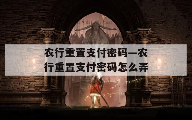 农行重置支付密码—农行重置支付密码怎么弄