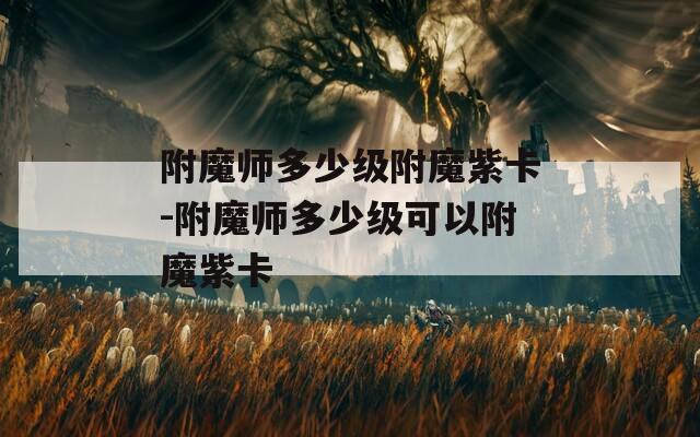 附魔师多少级附魔紫卡-附魔师多少级可以附魔紫卡