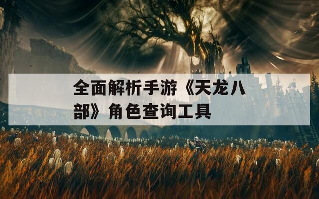 全面解析手游《天龙八部》角色查询工具  第1张